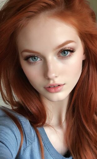 AI girl with red hair wallpaper