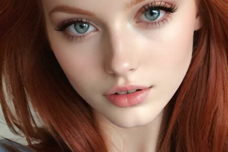 AI girl with red hair wallpaper