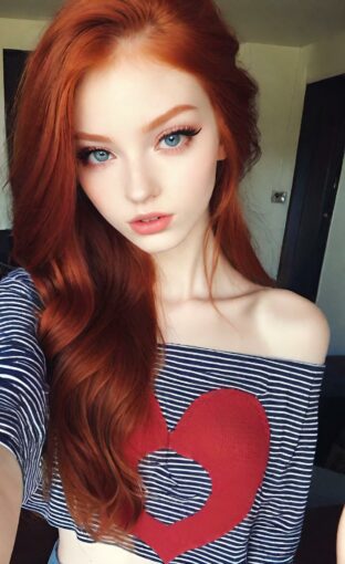 AI girl with red hair wallpaper