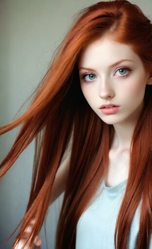 AI girl with red hair wallpaper