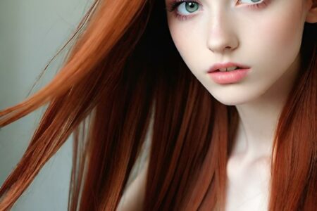 AI girl with red hair wallpaper