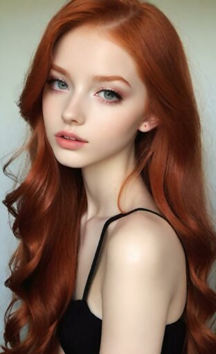 AI girl with red hair wallpaper