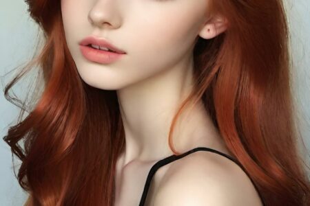 AI girl with red hair wallpaper