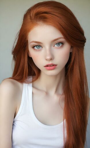 AI girl with red hair wallpaper