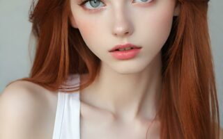 AI girl with red hair wallpaper