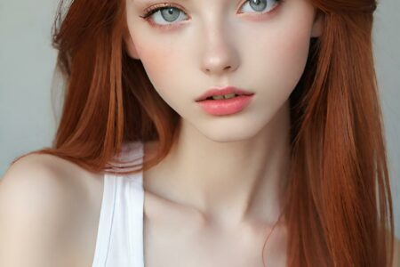 AI girl with red hair wallpaper