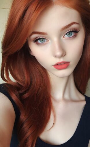 AI girl with red hair wallpaper