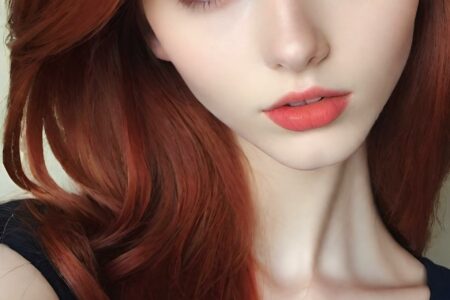 AI girl with red hair wallpaper