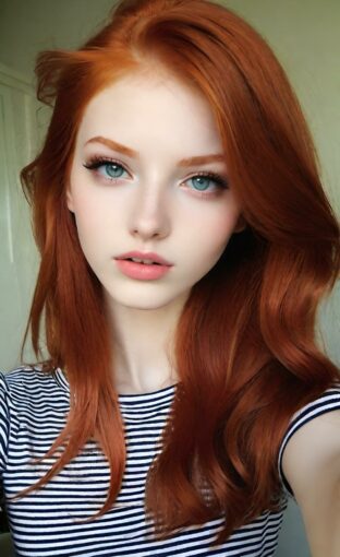 AI girl with red hair wallpaper