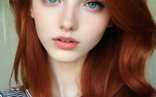 AI girl with red hair wallpaper