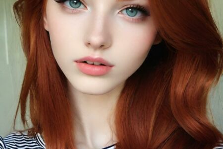 AI girl with red hair wallpaper