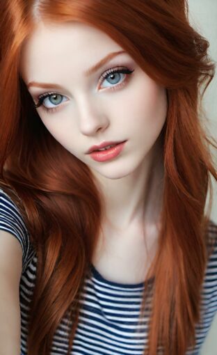 AI girl with red hair wallpaper