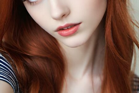 AI girl with red hair wallpaper