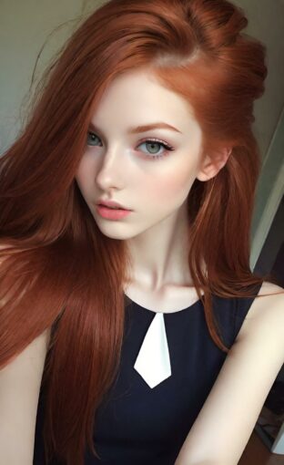 AI girl with red hair wallpaper