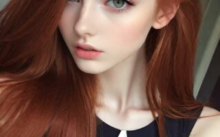 AI girl with red hair wallpaper