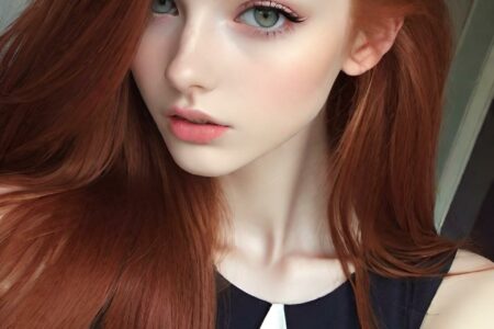 AI girl with red hair wallpaper
