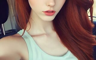 AI girl with red hair wallpaper