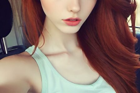 AI girl with red hair wallpaper