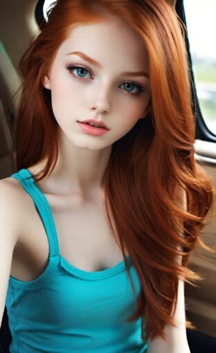 AI girl with red hair wallpaper