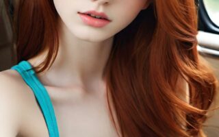 AI girl with red hair wallpaper
