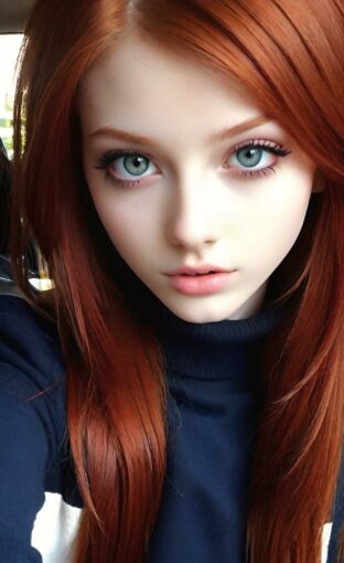 AI girl with red hair wallpaper