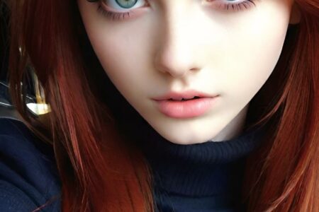 AI girl with red hair wallpaper