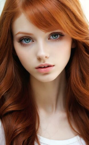 AI girl with red hair wallpaper