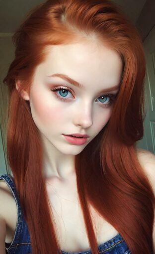 AI girl with red hair wallpaper