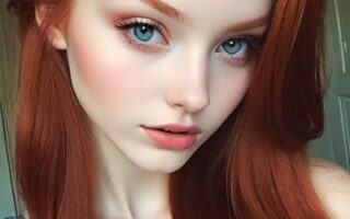 AI girl with red hair wallpaper