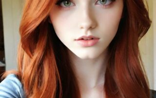 AI girl with red hair wallpaper