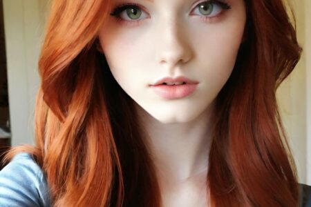 AI girl with red hair wallpaper