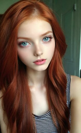 AI girl with red hair wallpaper