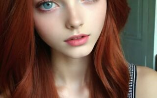 AI girl with red hair wallpaper