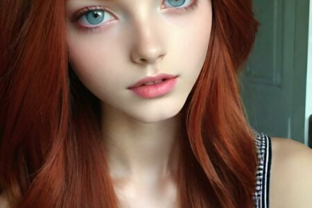 AI girl with red hair wallpaper