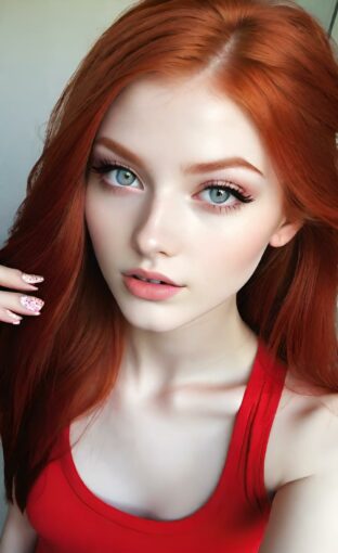 AI girl with red hair wallpaper