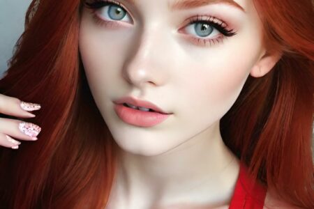 AI girl with red hair wallpaper
