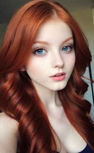 AI girl with red hair wallpaper