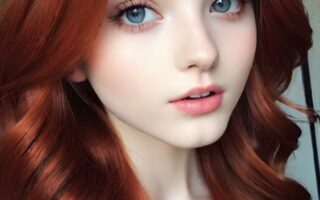 AI girl with red hair wallpaper