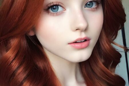 AI girl with red hair wallpaper