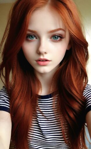 AI girl with red hair wallpaper