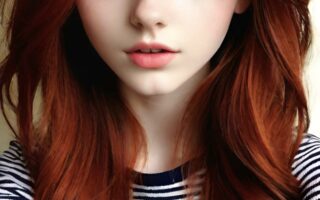 AI girl with red hair wallpaper