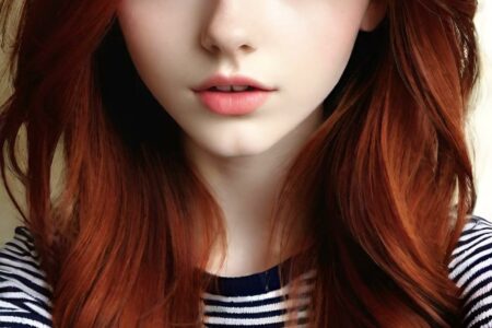 AI girl with red hair wallpaper