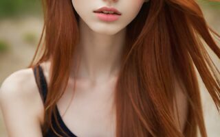 AI girl with red hair wallpaper