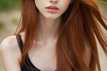 AI girl with red hair wallpaper