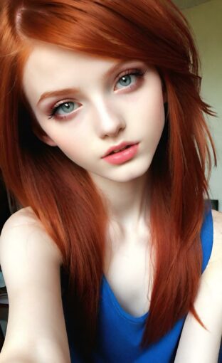 AI girl with red hair wallpaper