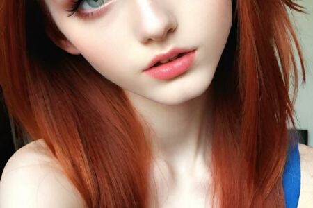AI girl with red hair wallpaper