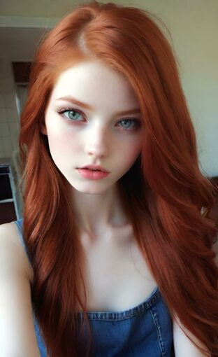 AI girl with red hair wallpaper
