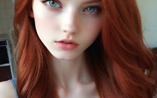 AI girl with red hair wallpaper