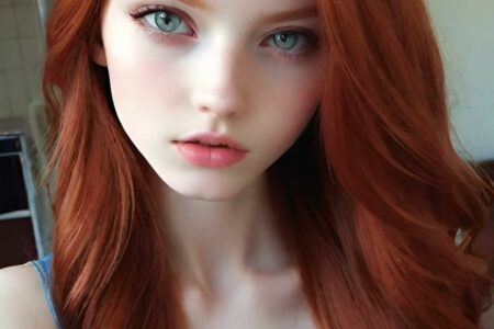 AI girl with red hair wallpaper