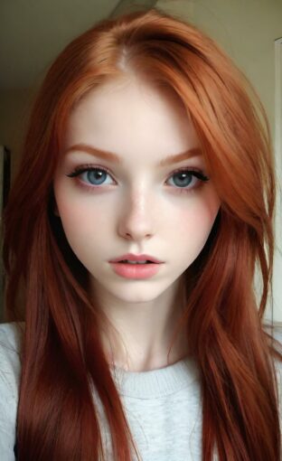AI girl with red hair wallpaper